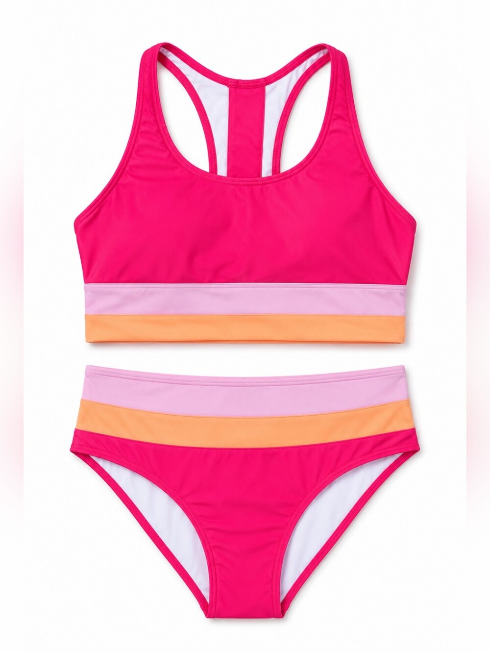 Colorblock Pink Two-Piece Bikini Set